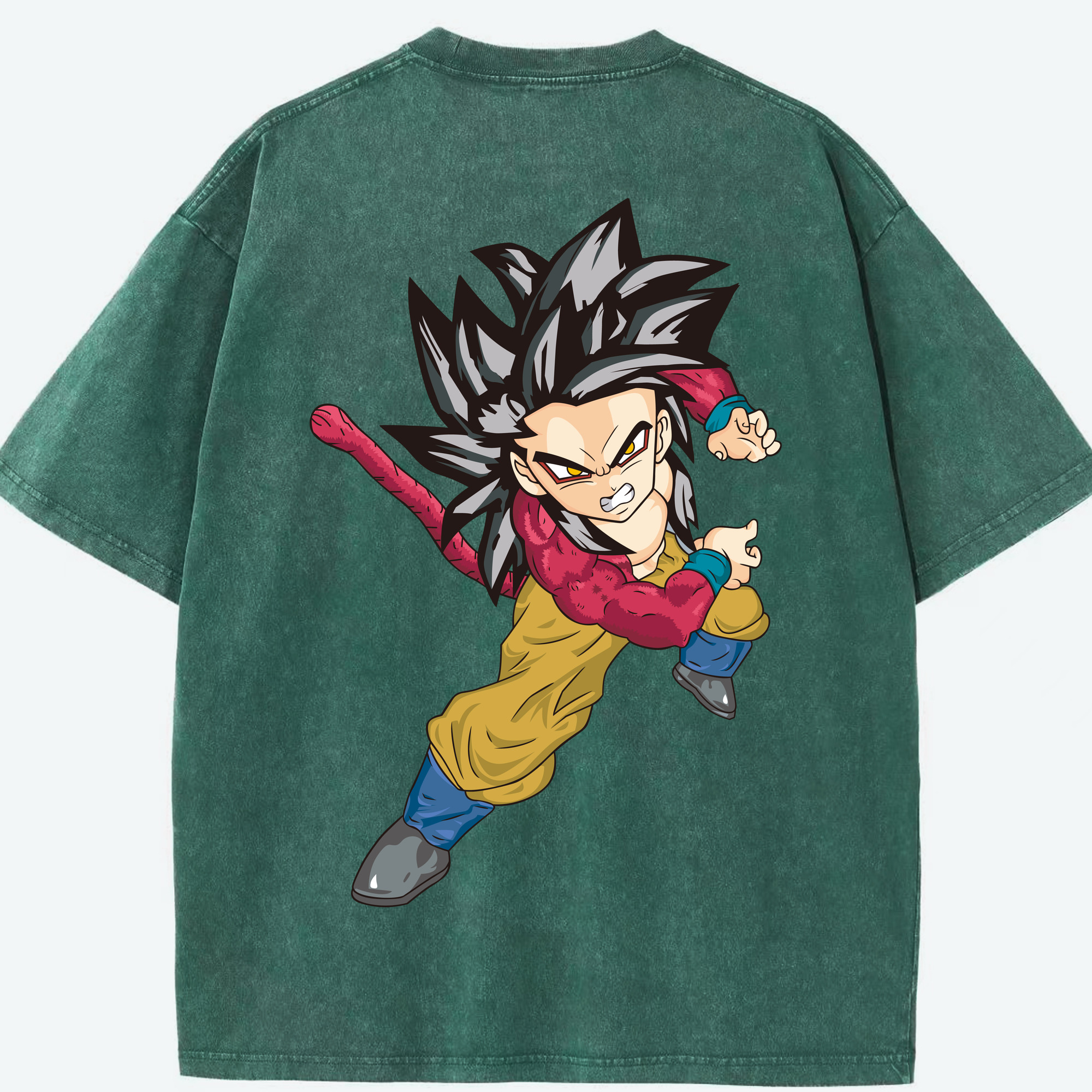 （画像用） ドラゴンボール 孫悟空（そん ごくう）Son Goku カカロット DRAGON BALL Kakarotto 綿100% ヴィンテージ風 半袖Tシャツ（背面プリント）
